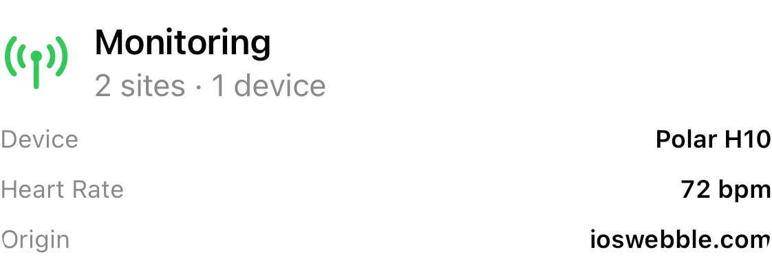 WebBLE Live Activity on iPhone Lock Screen and Dynamic Island